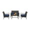 4 Pieces Outdoor Rattan Conversation Set with Tempered Glass Coffee Table